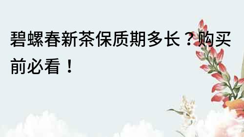 碧螺春新茶保質期多長？購買前必看！