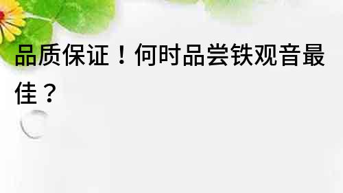 品質保證！何時品嘗鐵觀音最佳？