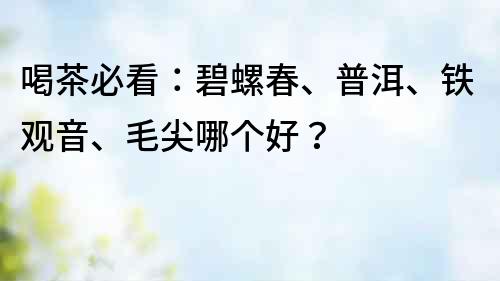 喝茶必看：碧螺春、普洱、鐵觀音、毛尖哪個好？