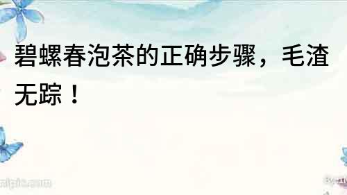 碧螺春泡茶的正確步驟，毛渣無蹤！