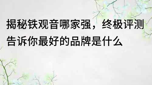 揭秘鐵觀音哪家強(qiáng)，終極評測告訴你最好的品牌是什么