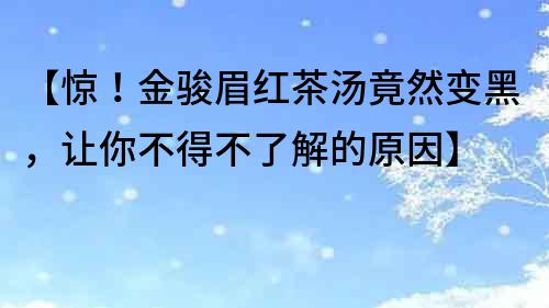 【驚！金駿眉紅茶湯竟然變黑，讓你不得不了解的原因】