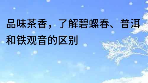 品味茶香，了解碧螺春、普洱和鐵觀音的區(qū)別