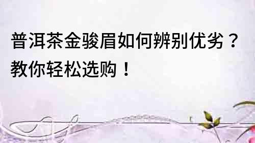普洱茶金駿眉如何辨別優劣？教你輕松選購！