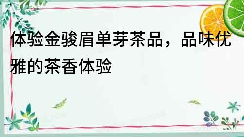 體驗金駿眉單芽茶品，品味優雅的茶香體驗