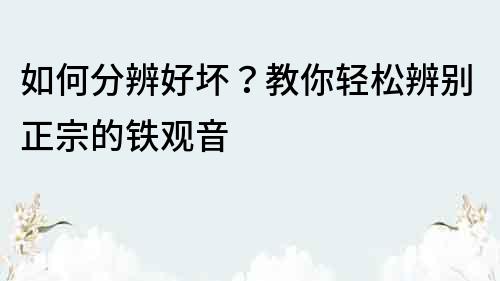 如何分辨好壞？教你輕松辨別正宗的鐵觀音