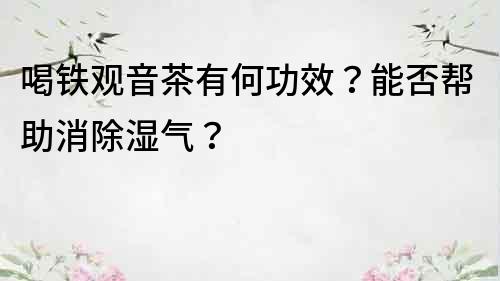 喝鐵觀音茶有何功效？能否幫助消除濕氣？