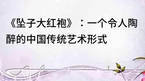 《墜子大紅袍》：一個令人陶醉的中國傳統(tǒng)藝術(shù)形式