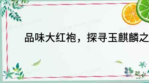 品味大紅袍，探尋玉麒麟之美