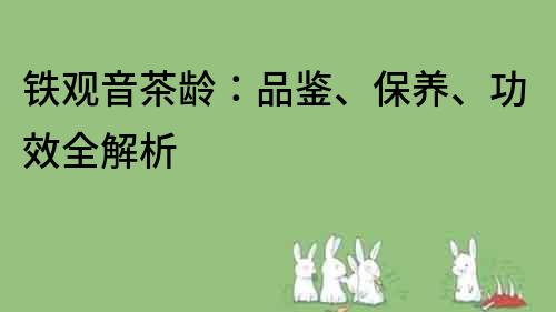 鐵觀音茶齡：品鑒、保養(yǎng)、功效全解析