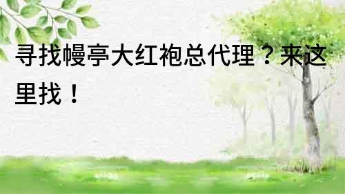 尋找幔亭大紅袍總代理？來這里找！