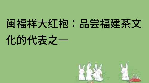 閩福祥大紅袍：品嘗福建茶文化的代表之一