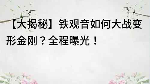 【大揭秘】鐵觀音如何大戰變形金剛？全程曝光！