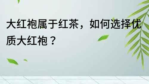大紅袍屬于紅茶，如何選擇優(yōu)質(zhì)大紅袍？