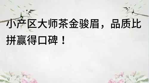 小產(chǎn)區(qū)大師茶金駿眉，品質比拼贏得口碑！