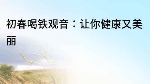 初春喝鐵觀音：讓你健康又美麗