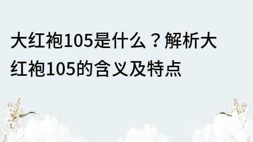 大紅袍105是什么？解析大紅袍105的含義及特點