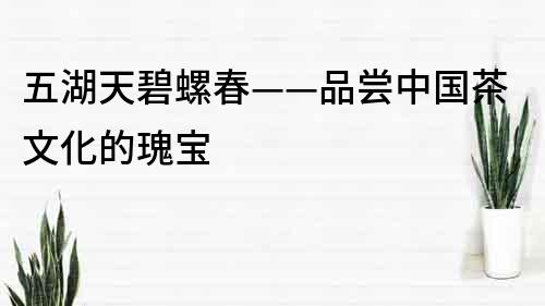五湖天碧螺春——品嘗中國茶文化的瑰寶