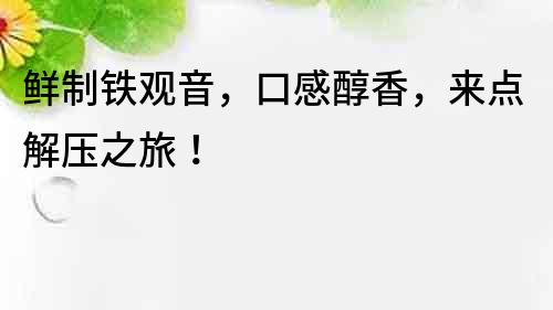 鮮制鐵觀音，口感醇香，來點解壓之旅！