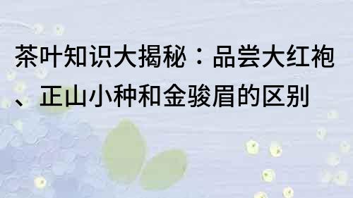 茶葉知識大揭秘：品嘗大紅袍、正山小種和金駿眉的區別