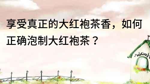 享受真正的大紅袍茶香，如何正確泡制大紅袍茶？