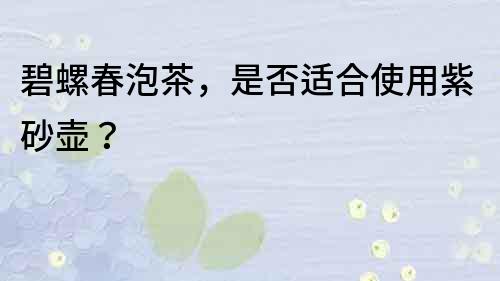 碧螺春泡茶，是否適合使用紫砂壺？