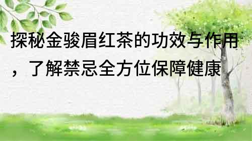探秘金駿眉紅茶的功效與作用，了解禁忌全方位保障健康