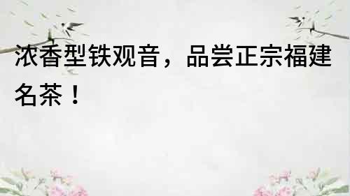 濃香型鐵觀音，品嘗正宗福建名茶！