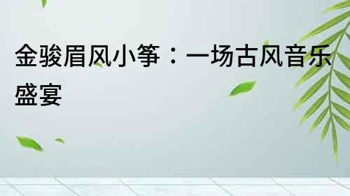 金駿眉風小箏：一場古風音樂盛宴