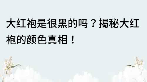 大紅袍是很黑的嗎？揭秘大紅袍的顏色真相！