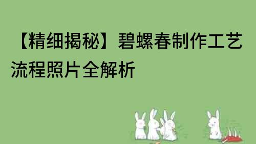 【精細(xì)揭秘】碧螺春制作工藝流程照片全解析