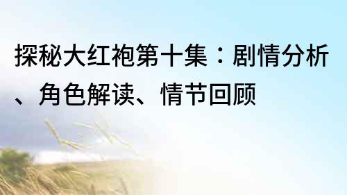 探秘大紅袍第十集：劇情分析、角色解讀、情節回顧