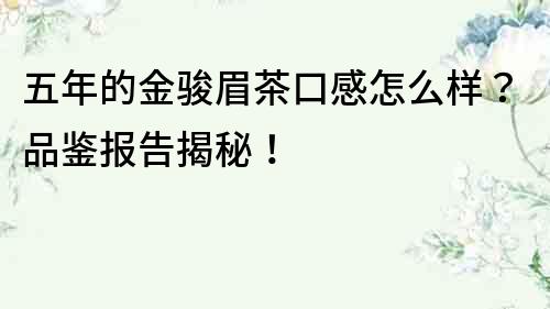 五年的金駿眉茶口感怎么樣？品鑒報告揭秘！