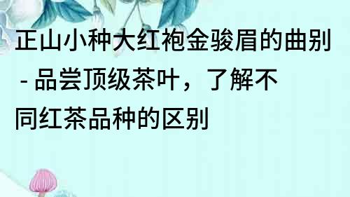 正山小種大紅袍金駿眉的曲別 - 品嘗頂級茶葉，了解不同紅茶品種的區(qū)別