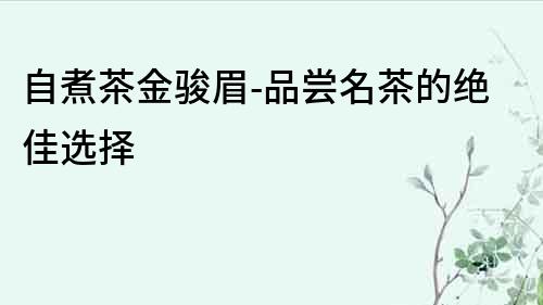 自煮茶金駿眉-品嘗名茶的絕佳選擇