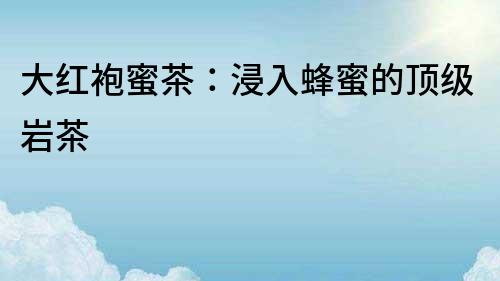 大紅袍蜜茶：浸入蜂蜜的頂級巖茶