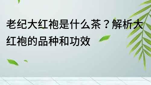 老紀大紅袍是什么茶？解析大紅袍的品種和功效