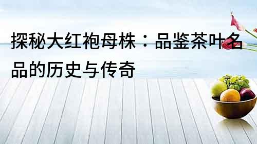 探秘大紅袍母株：品鑒茶葉名品的歷史與傳奇