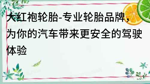 大紅袍輪胎-專業輪胎品牌，為你的汽車帶來更安全的駕駛體驗