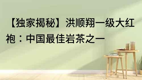 【獨家揭秘】洪順翔一級大紅袍：中國最佳巖茶之一