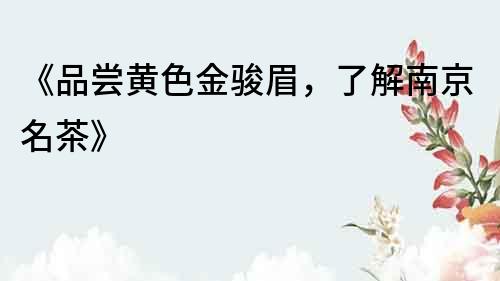 《品嘗黃色金駿眉，了解南京名茶》