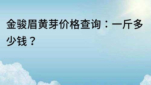 金駿眉黃芽價格查詢：一斤多少錢？