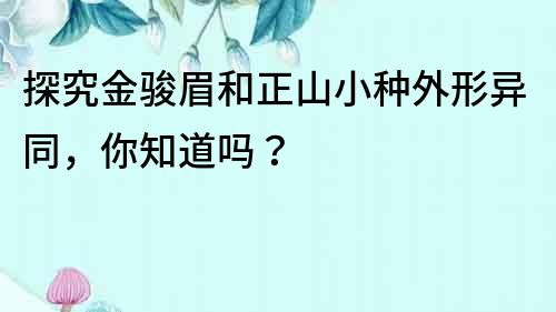 探究金駿眉和正山小種外形異同，你知道嗎？