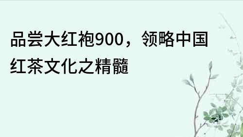 品嘗大紅袍900，領(lǐng)略中國紅茶文化之精髓