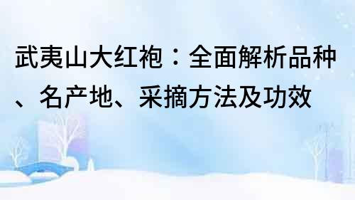 武夷山大紅袍：全面解析品種、名產(chǎn)地、采摘方法及功效
