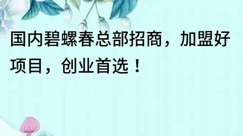 國內碧螺春總部招商，加盟好項目，創業首選！
