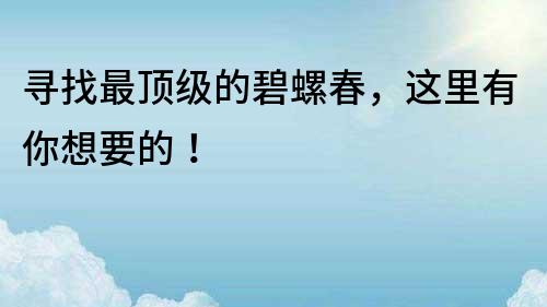 尋找最頂級的碧螺春，這里有你想要的！
