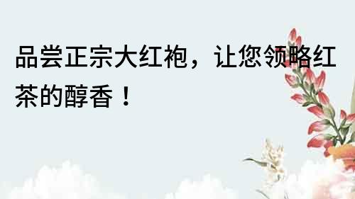 品嘗正宗大紅袍，讓您領(lǐng)略紅茶的醇香！