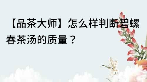 【品茶大師】怎么樣判斷碧螺春茶湯的質量？