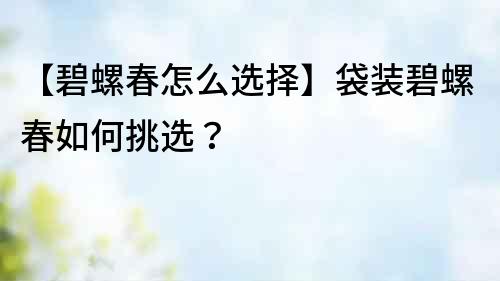 【碧螺春怎么選擇】袋裝碧螺春如何挑選？